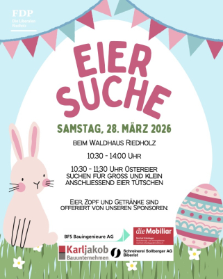 Eiersuche beim Waldhaus am 28. März von 10:30 bis 14:00 UHR